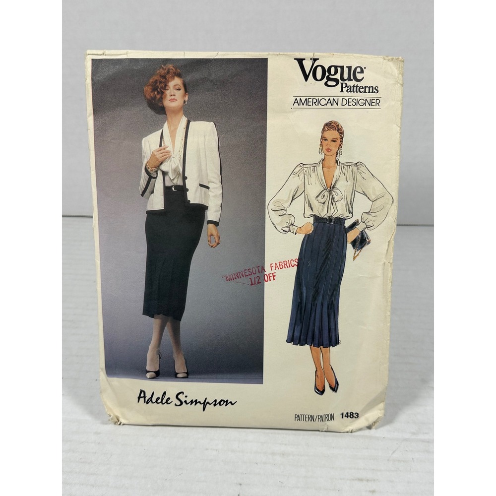 Vogue 1483 Adele Simpson American Designer‎ Sewing Pattern Size 12 Jacket Skirt